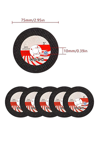 DynamicTech İnox Metal Kesici 75 mm (3”) x 10 mm Kesme Taşı Paslanmaz ve Meta...