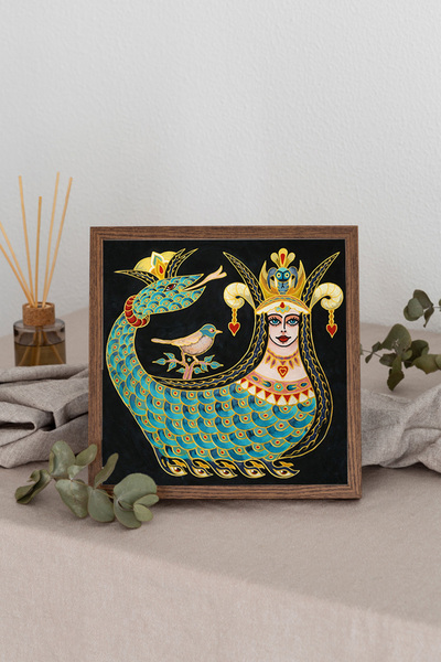 Dekorsiahome Tablou pătrat cu ramă din lemn TK3374