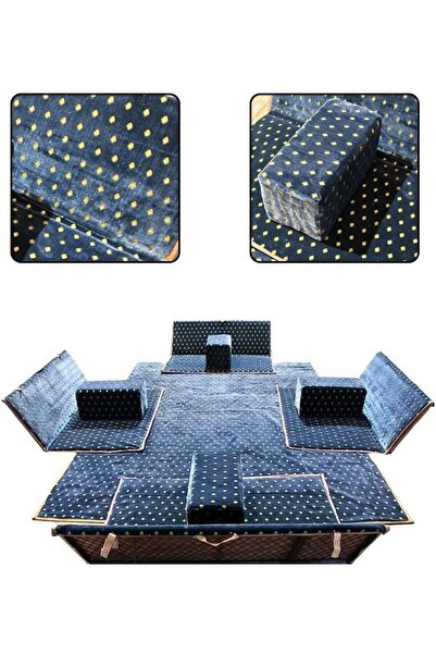 Biki 9-piece camping floor mattress set with 4 cushions and 4 fabric floor ch...