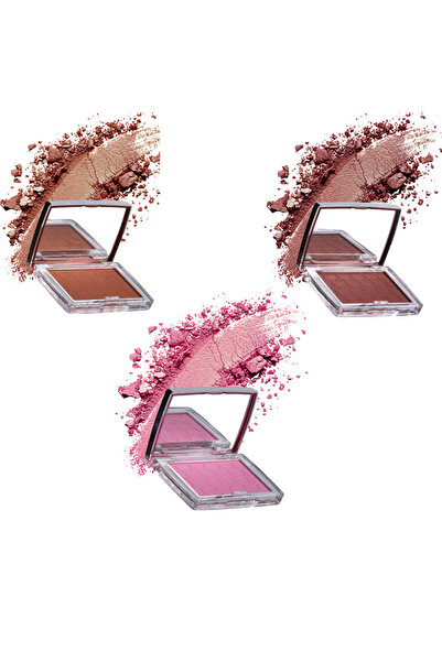 LOVEME BEAUTY مجموعة بلشر 3 الوان أحمر خدود بودرة ثابت بتغطية ناعمة وألوان طب...