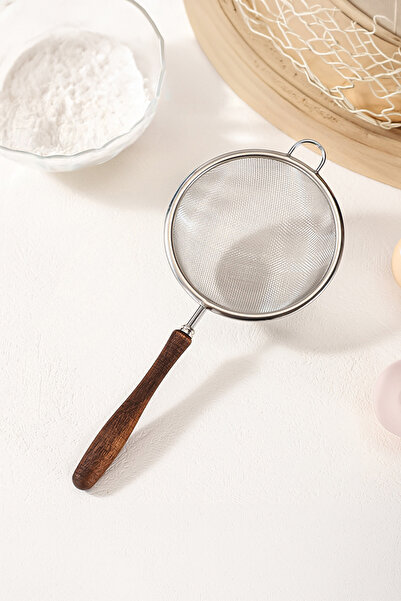 Vadi Stainless Steel Flour Sifter with Wooden Handle Kitchen Sieve