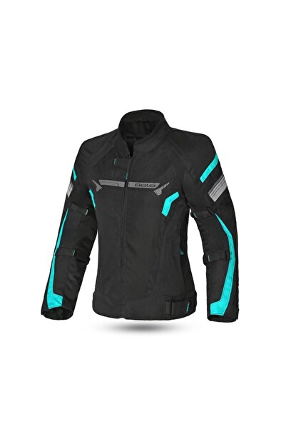 Bela Highland Women's Motorcycle Coat Size S Black Turquoise