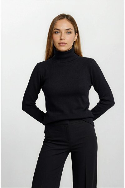 Spazio Valverde Balıkçı Yaka Uzun Kol Triko SİYAH