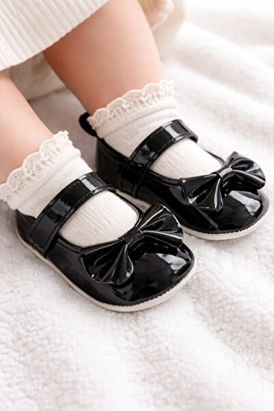 Kiçi Parlak Rugan Deri Babet Rahat Taban İlk Adım Ayakkabısı