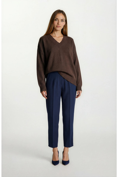 Spazio Dolorataı V Yaka Triko KAHVE