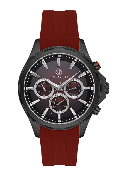 Bigotti Raffinato Dark Red Silicone Band Watch for Men BG.1.10679-5