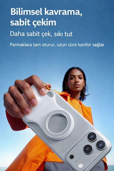 gaman Manyetik Kamera Gripli Telefon Tutucu Deklanşör ve Zoom Tuşlu Profesyon...