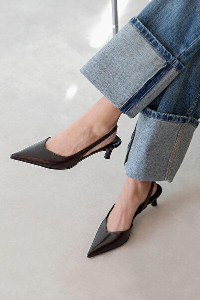 STRASWANS Levina Women's Wrinkled Leather Heeled Shoes Brown