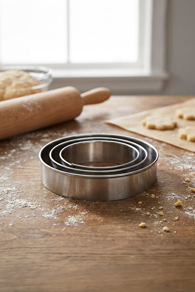 Vadi Stainless Steel Round Cookie Mold Set 3-Piece Pastry Cutter Set