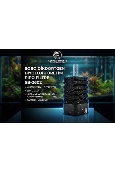 Sobo Dikdörtgen Biyolojik Üretim Pipo Filtre - İçi Dolu - Seramik Toplu- M Bo...