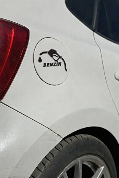 DRN DİZAYN Benzin Yazılı Depo Kapağı Sticker–Yakıt Pompası İkonlu Araç Benzin...