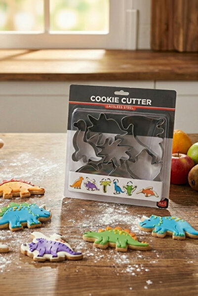 Vadi Dinosaur Cookie Mold Set Stainless Steel 6 Piece Children's Cookie Cutte...