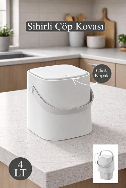 Funny Life 4 Liter Magic Trash Can with Click Lid and Inner Bucket - Bathroom...