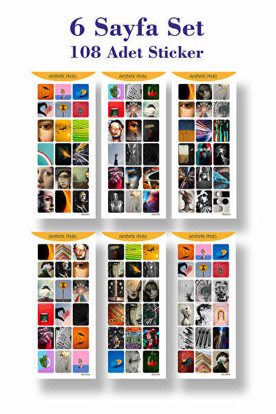 Tieni Aesthetic Sanat Temalı 108'li Sticker Seti - 6 Sayfa Bullet Journal ve ...