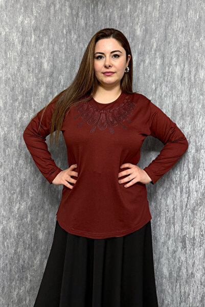 ModaPlaza Women's Stone Embroidered Blouse 004