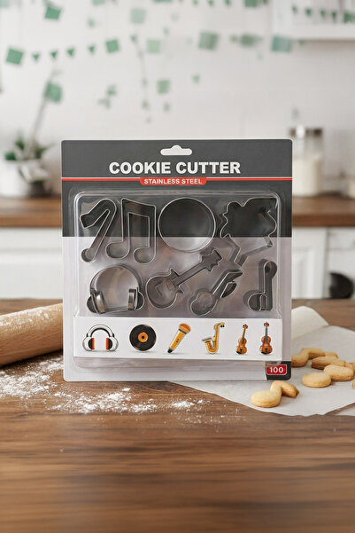 Vadi Music Themed Stainless Steel Cookie Cutter Set 8 Pieces Musical Note Gui...