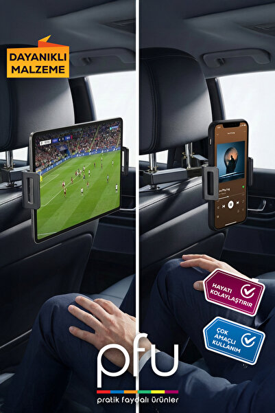 PFU Pratik Faydalı Ürünler Koltuk Arkası Ayarlanabilir Tablet Telefon Tutucu ...