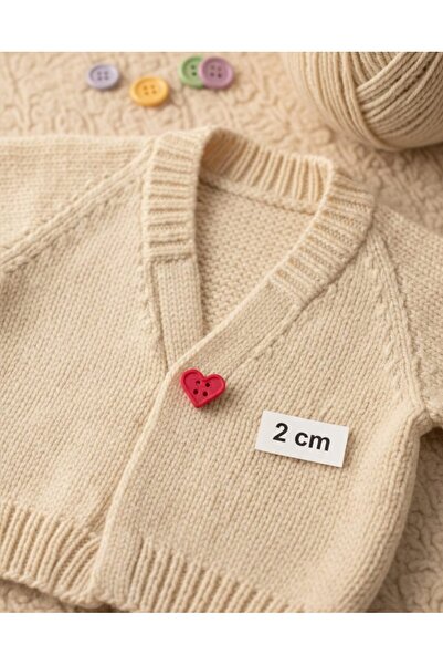 formix3d Lüks Kırmızı Kalp Düğme - Örgü Bebek ve Çocuk Kıyafetleri İçin 2 Cm ...