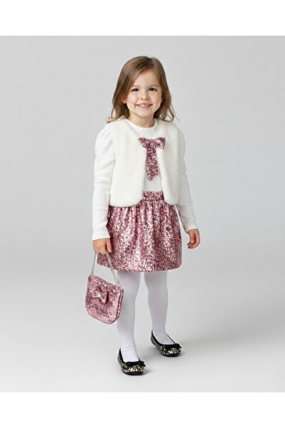 voyyo kids baby Vestă de pluș pentru fete, fustă cu paiete, geantă, combinați...