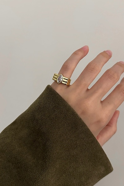 Okko Store خاتم تكستال داملا سيرف فانج قابل للتعديل