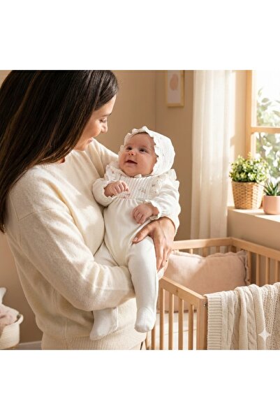 O Baby LENNABABY Jakarlı fırfırlı tulum yenidoğan hastane çıkışı %100 pamuk
