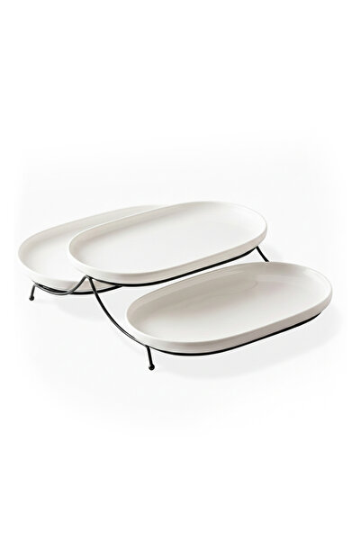 SHALLOW 3PCS Porcelain Serving Set – 31cm White New Bone China Large Platters...