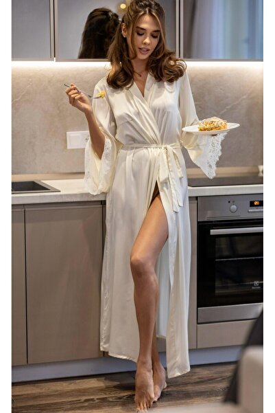 Juwana Luxury Satin Dressing Gown Women's Long Kimono |   Silky Fabric Bridal...