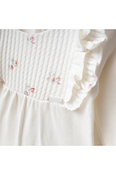 O Baby Lennababy Jacquard Ruffle Romper Newborn Hospital Discharge 100% Cotton