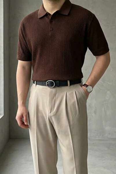 MENOFOURSWEAR Ανδρικό μπλουζάκι Old Money Line Με υφή με κοντό μανίκι και λαι...