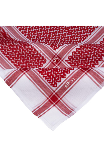 ELTON Elton's red shemagh with a sophisticated, modern design - a luxurious m...