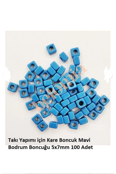Belomia Home Collection 100 Adet 5x7 mm Mavi Kare Takı Boncuğu