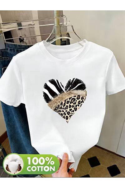 oneagılyazı 100% Cotton T-Shirt for Women - Stylish Printed Casual Round Neck...