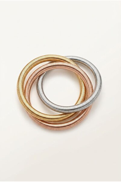 Spazio Üç Renkli Spiral Form Bilezik ALTIN