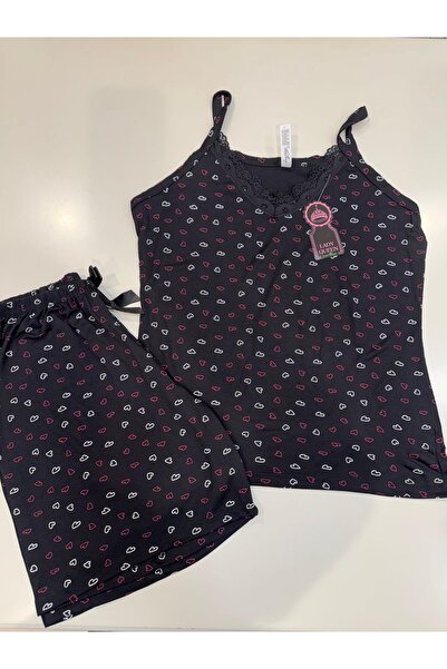 Lady Queen Women's Shorts and Strap Sleeve Bamboo Ring Viscose Lace Pajama Set