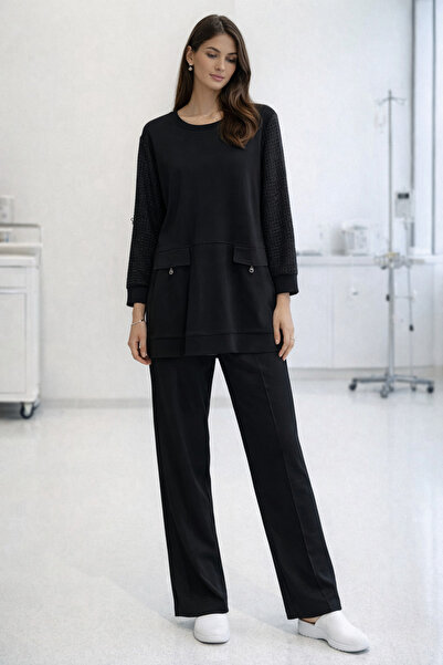 FUAT GÜRSEN Sequin Embroidered Tunic Pants Set with Sleeves