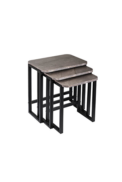 EVISTAR 3-piece table set made of high-quality Turkish wood with a modern design