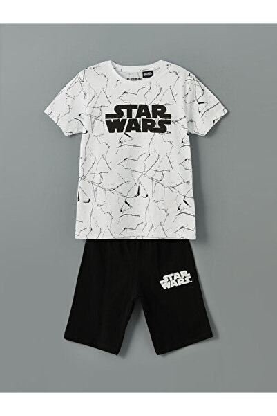 LC Waikiki Rmz Gi̇yi̇m Farkiyla Zero Roba Yaka Star Wars Printed Boys' Shorts...