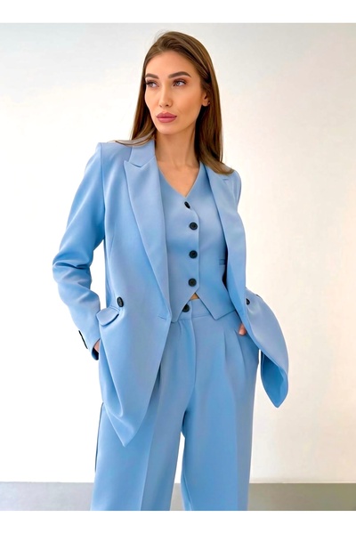 ossons Limited Edition Women's Jacket Vest Palazzo Pants 3-Piece Set – Office...