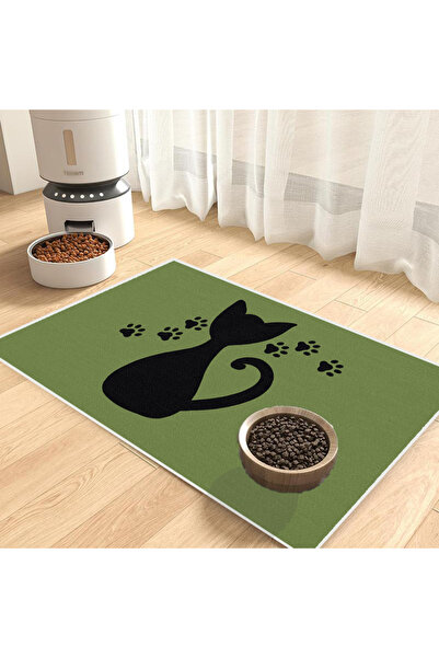 Harika bir ev Cat and Dog Food Mat Easy to Clean (Green) Washable