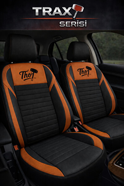 TROBUS Tegin Trax Universal Black Tan Thai Feather Auto Seat Cover Set (5 Sea...