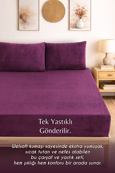 Wellsoft Lastikli Çarşaf, Yumuşak Peluş Tek Kişilik Fitted Lastikli Çarşaf Takımı