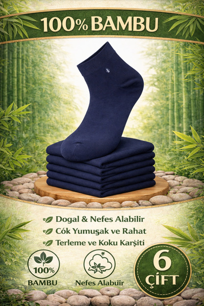 YOTITEX Natural 100% Bamboo Unisex 6-Pack Socks