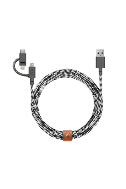 Native Union Belt Serisi 3in1 USB-A to Type-C - Lightning - Micro Şarj Kablos...