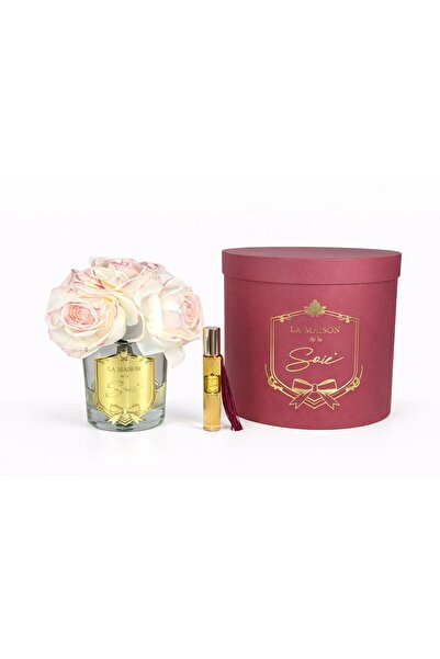 Kokulu Islak Görünümlü Dekoratif 5’li Ebruli Pembe Tomurcuk Gül & 20 ml Parfüm