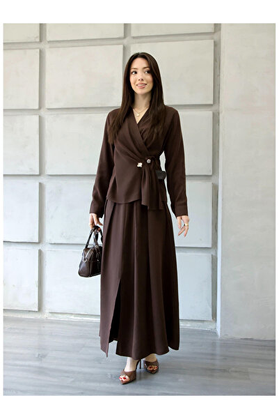Coral Belted Long Skirt 5043 Brown