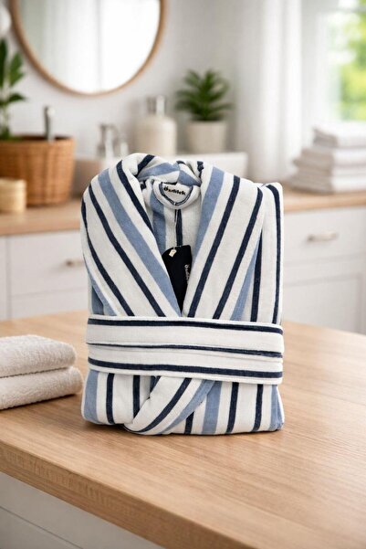 Özdilek Stripes Bornoz Mavi XL Beden