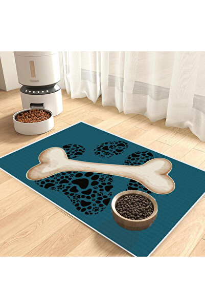 Harika bir ev Cat and Dog Food Mat Easy to Clean (Bone-Paw)3 Cleanable and Wa...