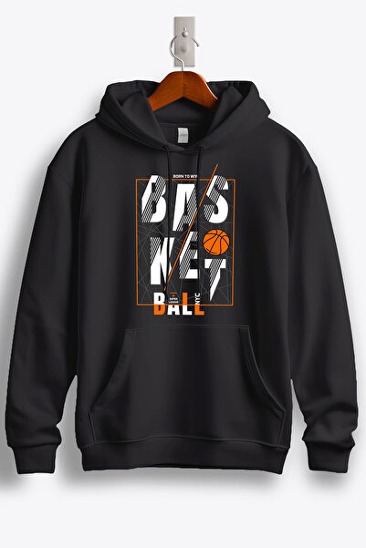 MGAX Basketbol Born To Win Basketball Baskılı Regular Kapşonlu Sweatshirt