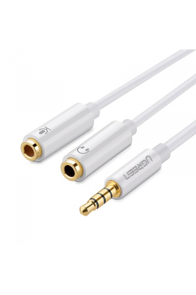 Ugreen Cablu Audio 3.5mm - 2 x 3.5mm AV141, 0.2m, Alb