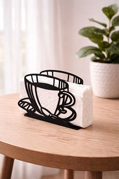 LAZORİAE Decorative Coffee Cup Design Metal Napkin Holder – Modern Desktop St...
